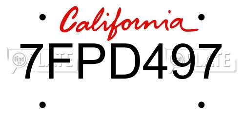 7FPD497 California License Plate