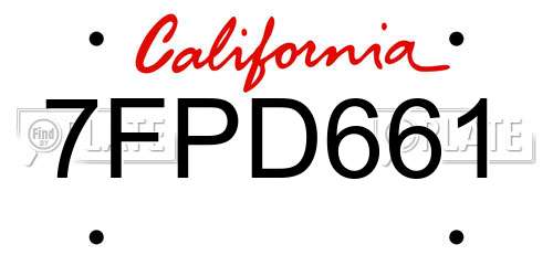 7FPD661 California License Plate