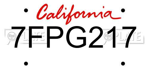 7FPG217 California License Plate