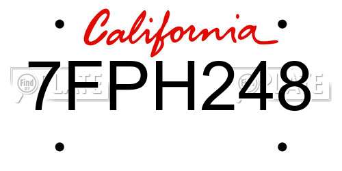 7FPH248 California License Plate