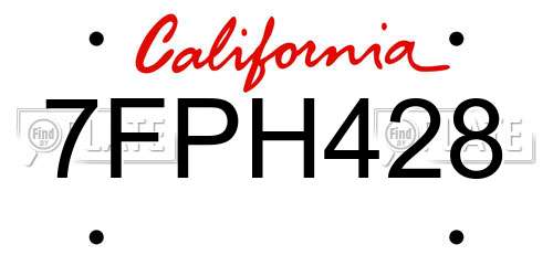 7FPH428 California License Plate