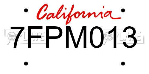 7FPM013 California License Plate