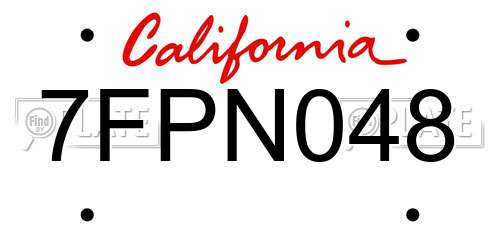 7FPN048 California License Plate