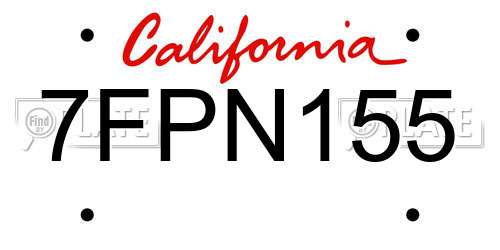 7FPN155 California License Plate