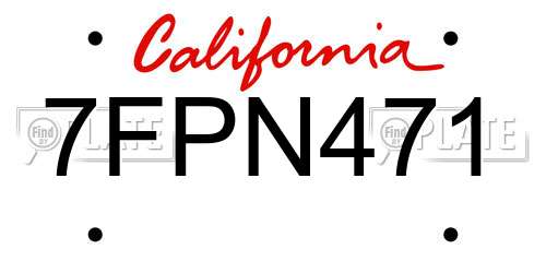 7FPN471 California License Plate