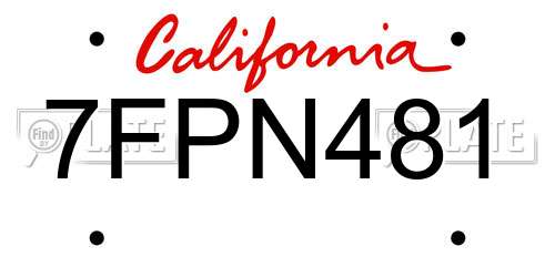 7FPN481 California License Plate