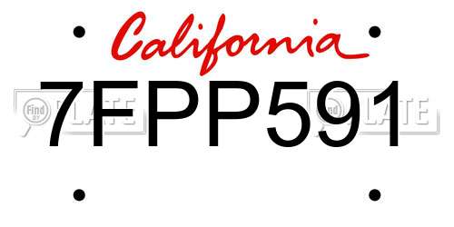 7FPP591 California License Plate