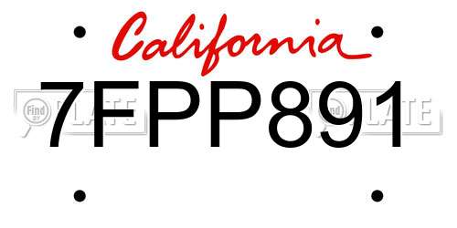 7FPP891 California License Plate