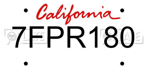 7FPR180 California License Plate
