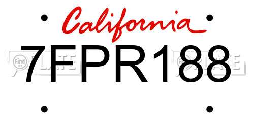 7FPR188 California License Plate