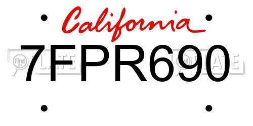 7FPR690 California License Plate