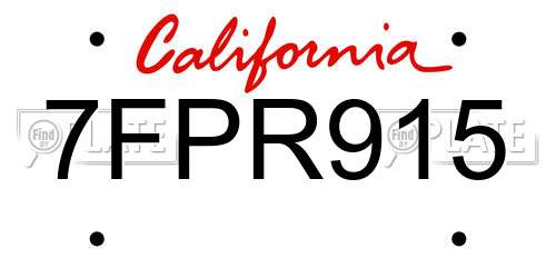 7FPR915 California License Plate