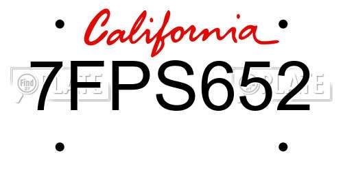 7FPS652 California License Plate