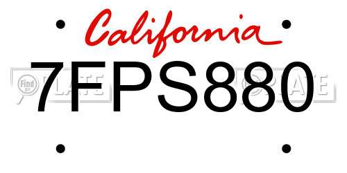 7FPS880 California License Plate