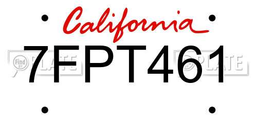 7FPT461 California License Plate