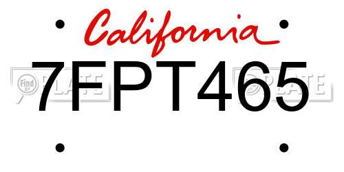 7FPT465 California License Plate