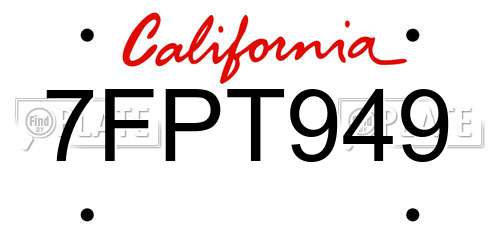 7FPT949 California License Plate