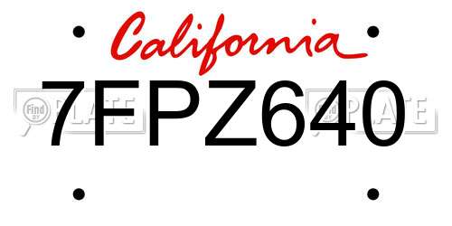 7FPZ640 California License Plate