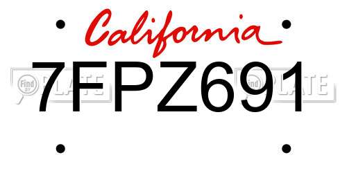 7FPZ691 California License Plate