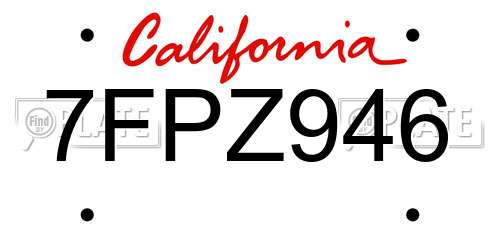 7FPZ946 California License Plate