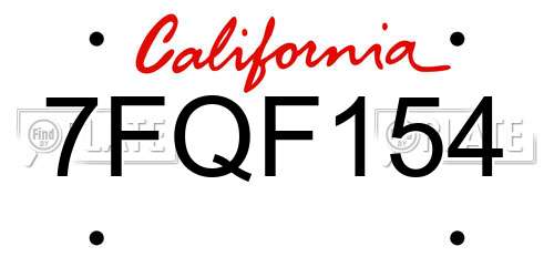 7FQF154 California License Plate
