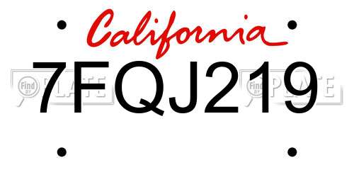 7FQJ219 California License Plate