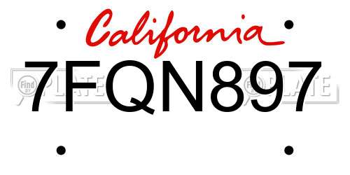 7FQN897 California License Plate