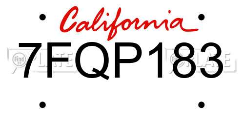 7FQP183 California License Plate