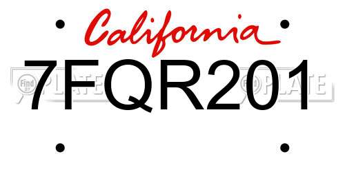 7FQR201 California License Plate