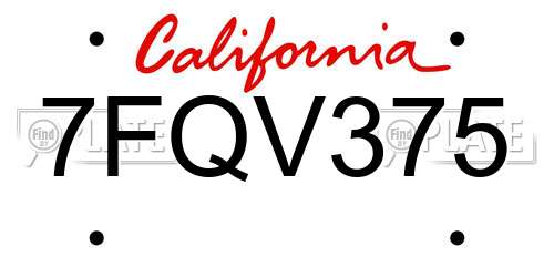 7FQV375 California License Plate