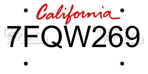 7FQW269 California License Plate