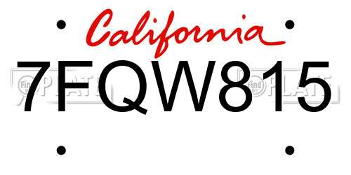 7FQW815 California License Plate
