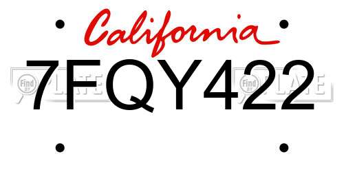 7FQY422 California License Plate