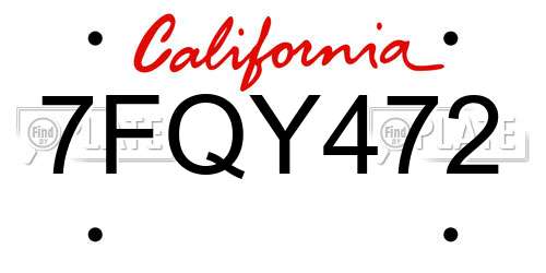 7FQY472 California License Plate