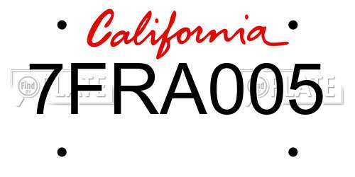 7FRA005 California License Plate