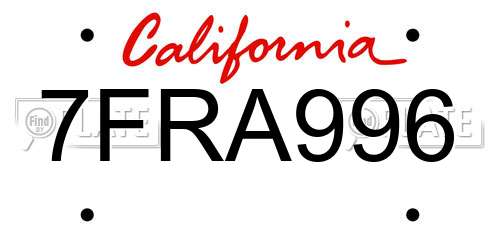 7FRA996 California License Plate