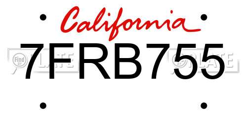 7FRB755 California License Plate