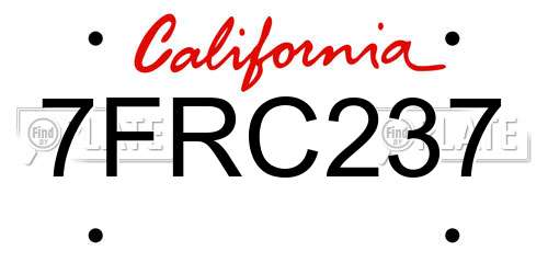 7FRC237 California License Plate