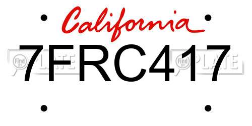 7FRC417 California License Plate