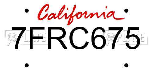 7FRC675 California License Plate