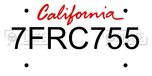 7FRC755 California License Plate