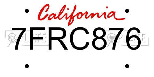 7FRC876 California License Plate