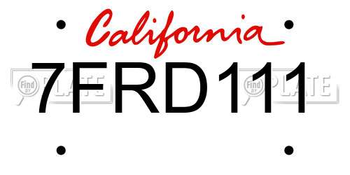 7FRD111 California License Plate