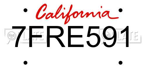 7FRE591 California License Plate