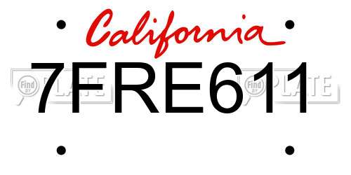 7FRE611 California License Plate