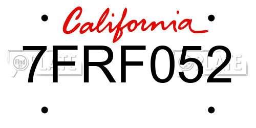 7FRF052 California License Plate