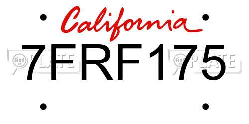 7FRF175 California License Plate
