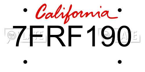 7FRF190 California License Plate