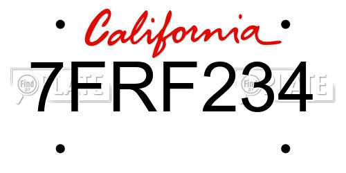 7FRF234 California License Plate