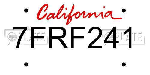 7FRF241 California License Plate